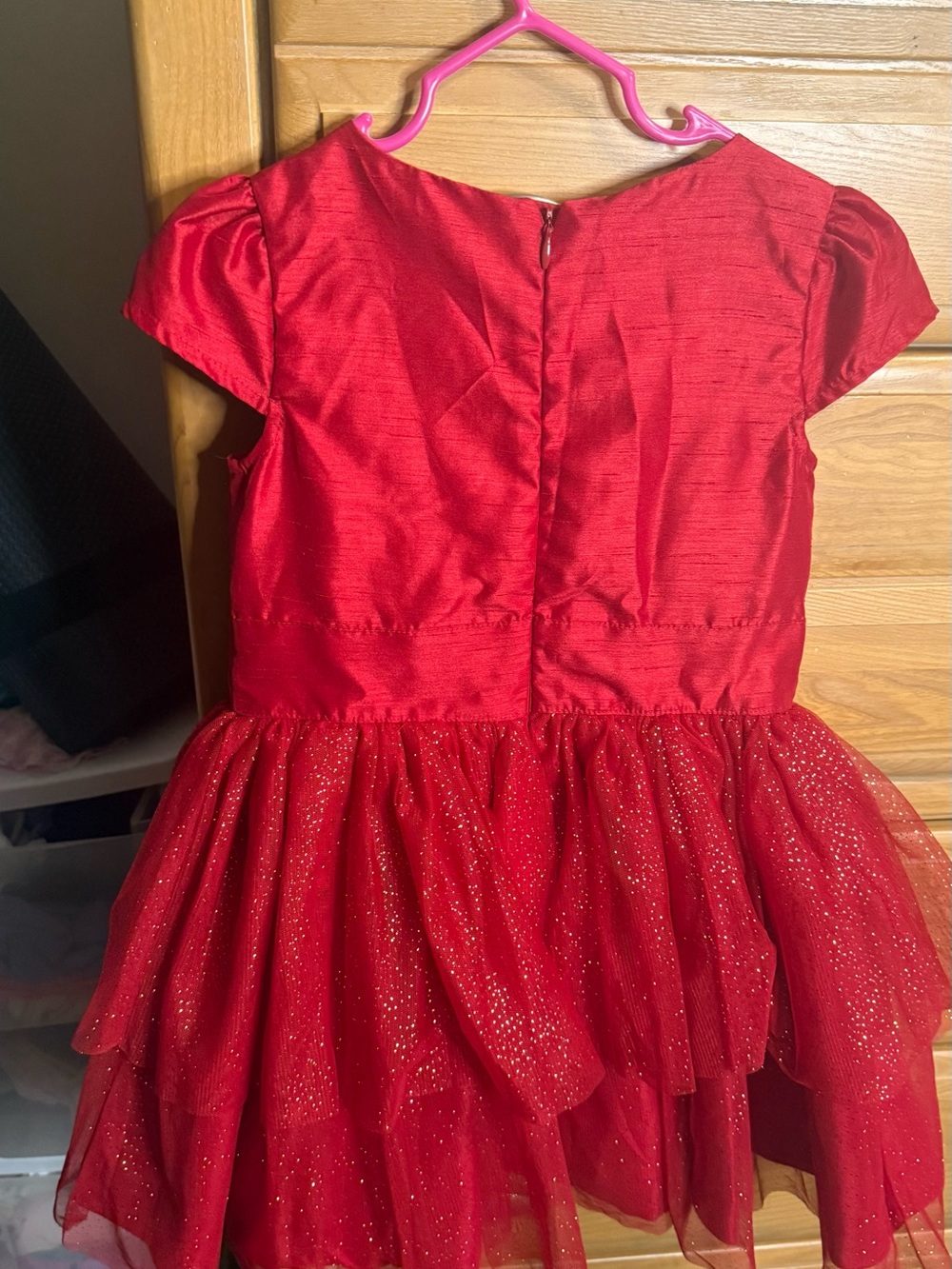 Disney Red Jeweled Girls Dress with Gold Accents - Picture 3 of 5